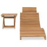 Folding Sun Lounger with Table - Solid Teak Wood | HipoMarket