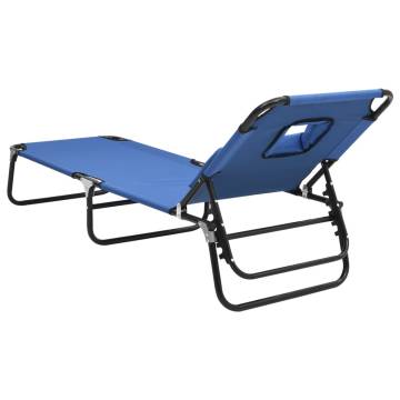 Folding Sun Lounger Blue - Oxford Fabric & Steel | HipoMarket