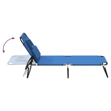 Folding Sun Lounger Blue - Oxford Fabric & Steel | HipoMarket