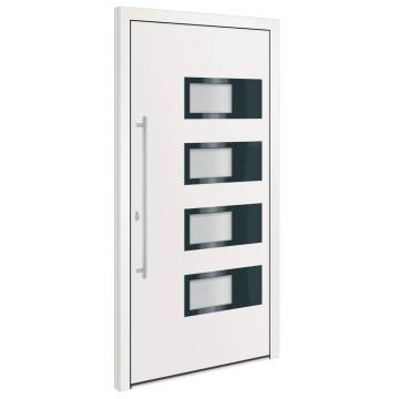 Front Door White 100x200 cm Aluminium & PVC | HipoMarket UK