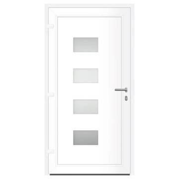 Front Door White 100x200 cm Aluminium & PVC | HipoMarket UK