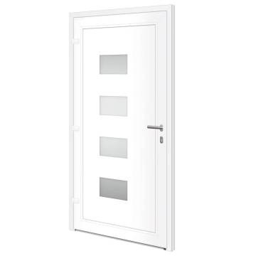 Front Door White 100x200 cm Aluminium & PVC | HipoMarket UK