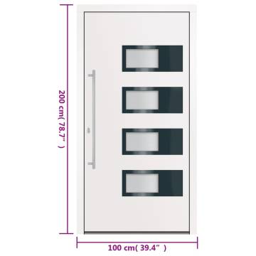 Front Door White 100x200 cm Aluminium & PVC | HipoMarket UK