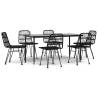 7 Piece Garden Dining Set - Black Poly Rattan | HipoMarket UK