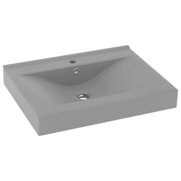 Luxury 60x46 cm Matt Light Grey Ceramic Basin with Faucet Hole