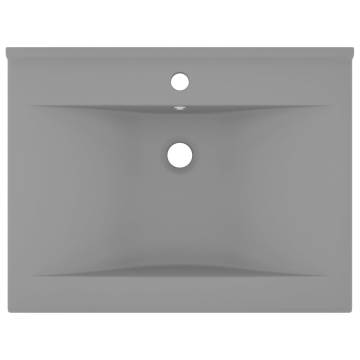 Luxury 60x46 cm Matt Light Grey Ceramic Basin with Faucet Hole