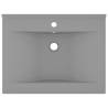 Luxury 60x46 cm Matt Light Grey Ceramic Basin with Faucet Hole