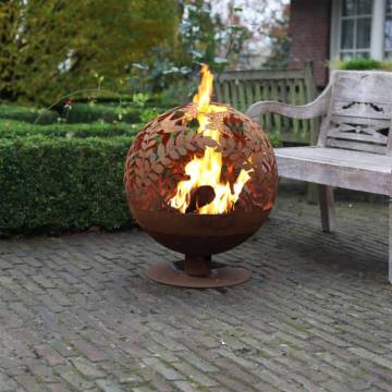 Esschert Design Fire Pit Laser Cut Flowers - Rustic Outdoor Decor