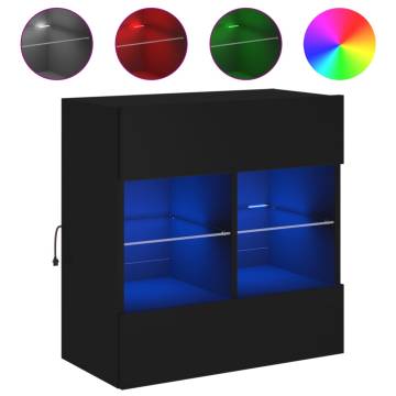 TV Wall Cabinet with LED Lights - Black 58.5x30x60.5 cm