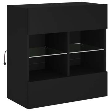 TV Wall Cabinet with LED Lights - Black 58.5x30x60.5 cm