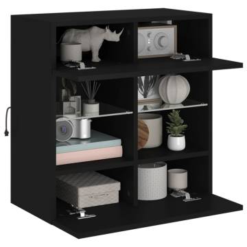 TV Wall Cabinet with LED Lights - Black 58.5x30x60.5 cm