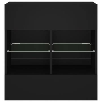 TV Wall Cabinet with LED Lights - Black 58.5x30x60.5 cm