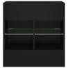 TV Wall Cabinet with LED Lights - Black 58.5x30x60.5 cm