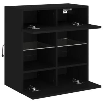 TV Wall Cabinet with LED Lights - Black 58.5x30x60.5 cm