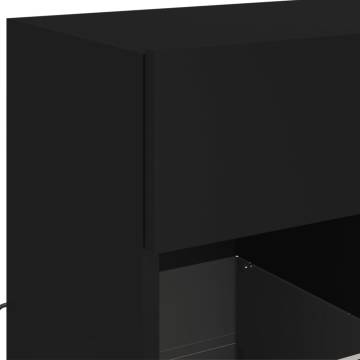 TV Wall Cabinet with LED Lights - Black 58.5x30x60.5 cm