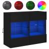 Stylish Black TV Wall Cabinet with LED Lights - HipoMarket