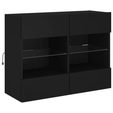 Stylish Black TV Wall Cabinet with LED Lights - HipoMarket