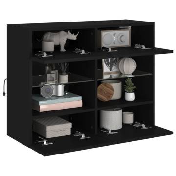 Stylish Black TV Wall Cabinet with LED Lights - HipoMarket