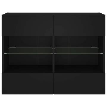 Stylish Black TV Wall Cabinet with LED Lights - HipoMarket