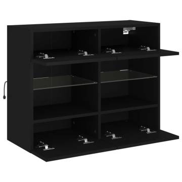 Stylish Black TV Wall Cabinet with LED Lights - HipoMarket