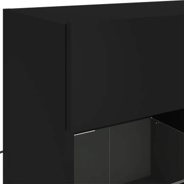 Stylish Black TV Wall Cabinet with LED Lights - HipoMarket