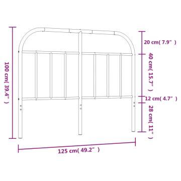 Metal Headboard Black 120 cm - Stylish & Sturdy Design