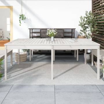 White Garden Table 203.5x100 cm | Solid Pine Wood Outdoor Furniture