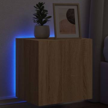 TV Wall Cabinet with LED Lights - Sonoma Oak 40.5x35x40 cm