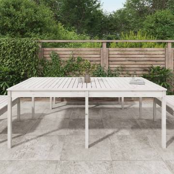 White Garden Table 203.5x100 cm | Solid Pine Wood Outdoor Furniture