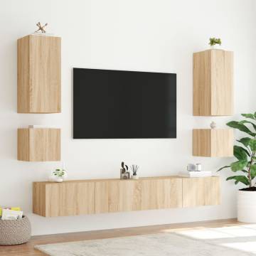 TV Wall Cabinet with LED Lights - Sonoma Oak 40.5x35x40 cm