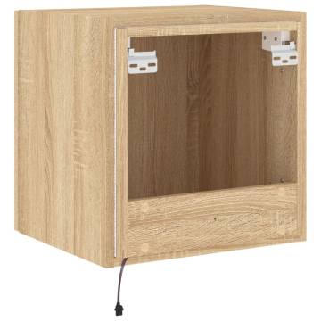 TV Wall Cabinet with LED Lights - Sonoma Oak 40.5x35x40 cm