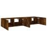 Stylish TV Wall Cabinets with LED Lights - Smoked Oak, 2 pcs