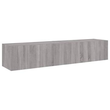 Stylish TV Wall Cabinets with LED Lights - Grey Sonoma 80x35 cm