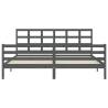 Stylish Grey Bed Frame with Headboard - 200x200 cm Solid Wood