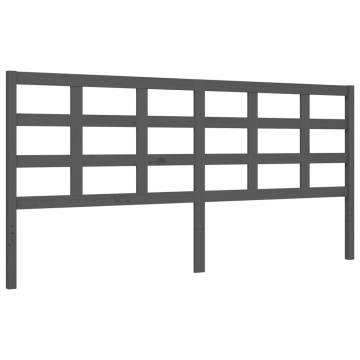 Stylish Grey Bed Frame with Headboard - 200x200 cm Solid Wood