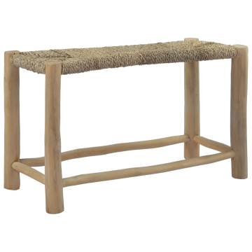 Rustic Brown Seagrass Benches – 2 Pcs | Stylish Teak Furniture