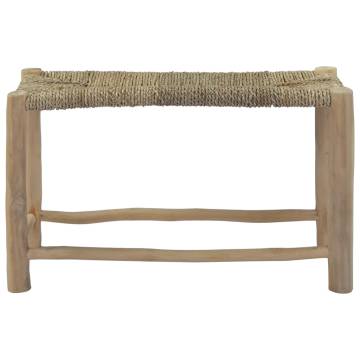 Rustic Brown Seagrass Benches – 2 Pcs | Stylish Teak Furniture