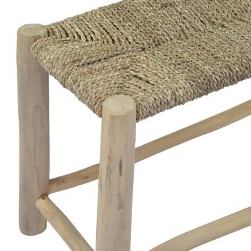 Rustic Brown Seagrass Benches – 2 Pcs | Stylish Teak Furniture