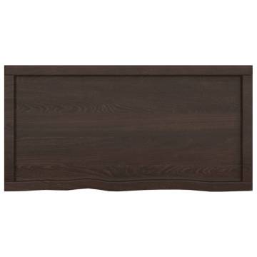 Dark Brown Solid Wood Bathroom Countertop - 100x50 cm