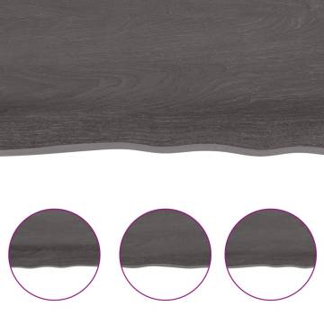 Dark Brown Solid Wood Bathroom Countertop - 100x50 cm