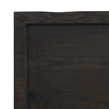 Dark Brown Solid Wood Bathroom Countertop - 100x50 cm