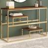 Console Table Gold Stainless Steel and Solid Sleeper Wood Colour gold Quantity in Package 1 Material wood 