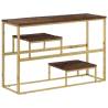 Gold Stainless Steel Console Table with Solid Wood Top