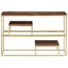 Gold Stainless Steel Console Table with Solid Wood Top