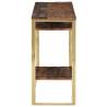 Gold Stainless Steel Console Table with Solid Wood Top