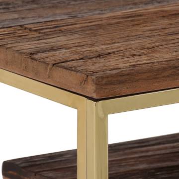 Gold Stainless Steel Console Table with Solid Wood Top