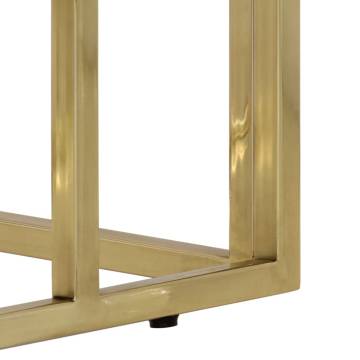 Gold Stainless Steel Console Table with Solid Wood Top