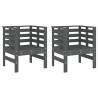 Garden Chairs 2 pcs Grey - Solid Pine Wood | HipoMarket