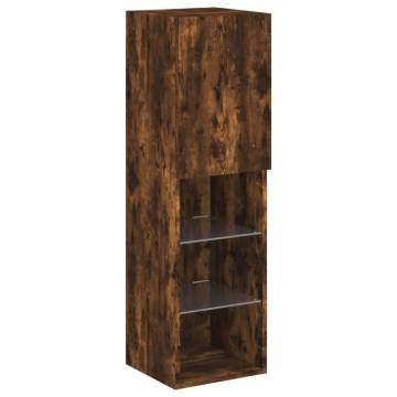 TV Cabinets with LED Lights - Smoked Oak - 2 pcs - Hipomarket