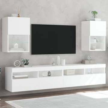 Stylish TV Cabinets with LED Lights - 2 pcs White | HipoMarket